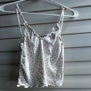 Brandy Melville Floral Nicolette Ruffle Tank